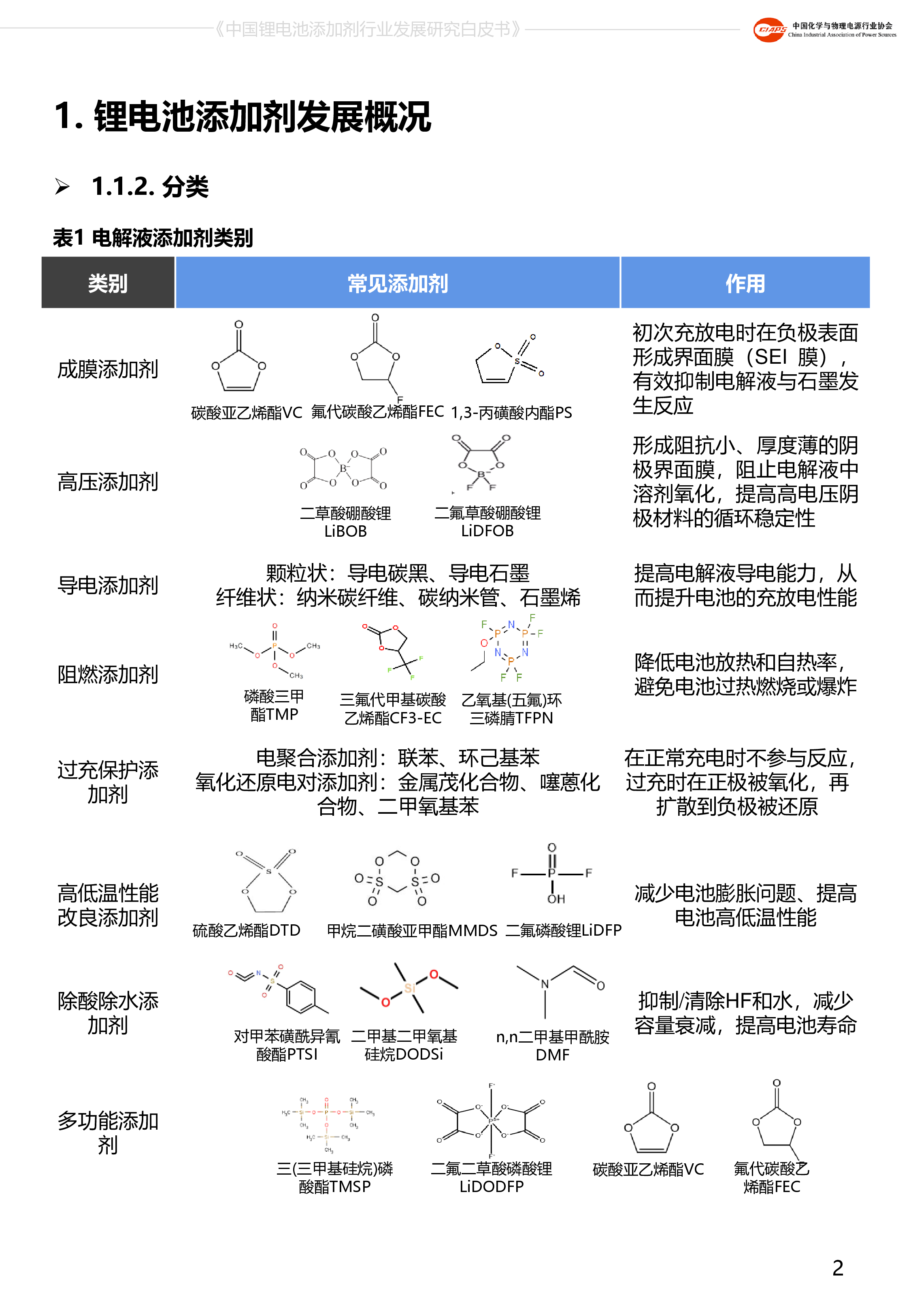中国化学与物理电源行业协会中国锂电池添加剂行业发展研究白皮书202225页